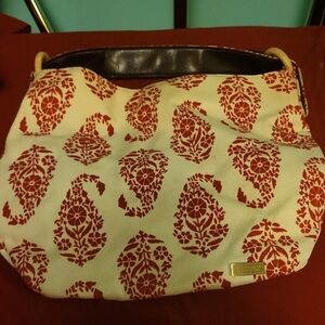 Stephanie Johnson Red and Cream Paisley Hobo Bag